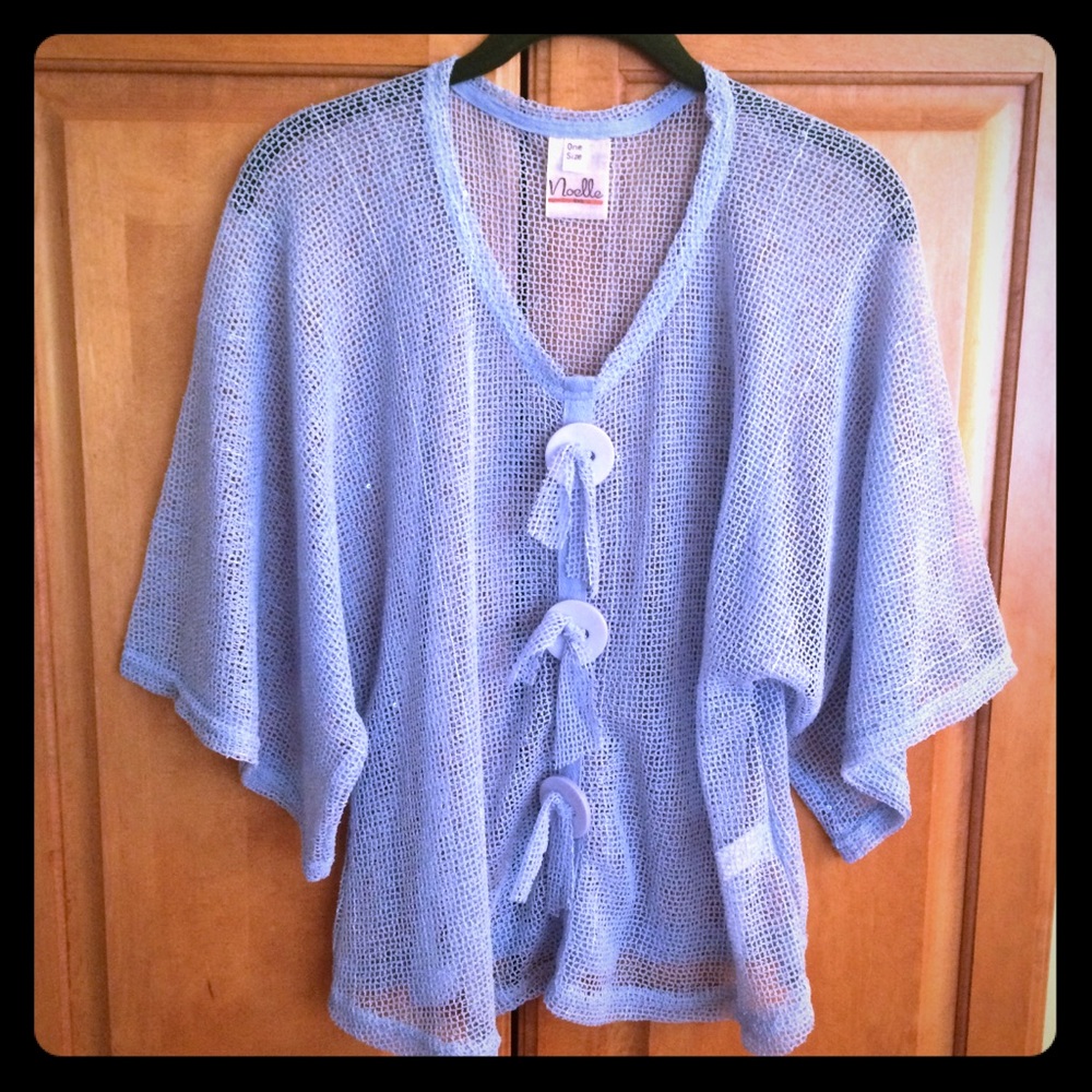 Noelle Swim Cover Up Top Blue Mesh One Size